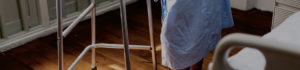 Injured person using a walker in a hospital, injury litigation