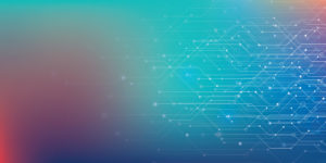 digital circuits on a blue gradient background, cybersecurity concept art