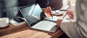 Businessman discussing budget report, bootstrapping