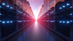 Dramatic view of an endless row of web hosting servers - Host a Website in China