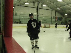 Me in my team's hockey jersey, with the Irish harp incorporated into the design